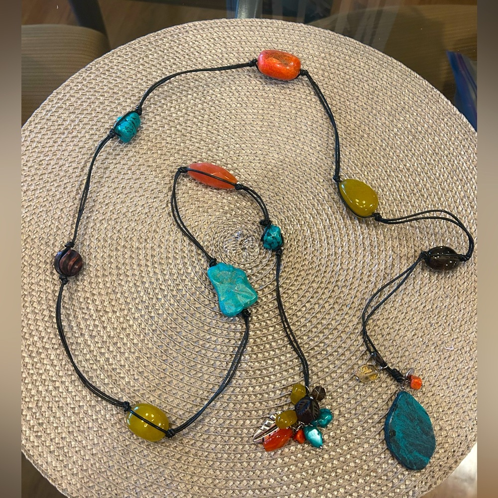 Deb Guyot Semi-Precious Stone and Sterling Silver Lariat Necklace